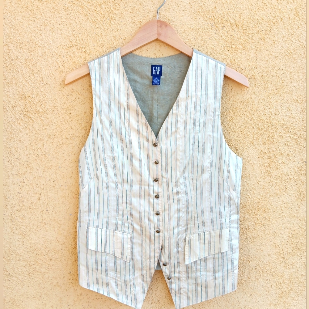 90s GAP Beige Striped Silk Vest